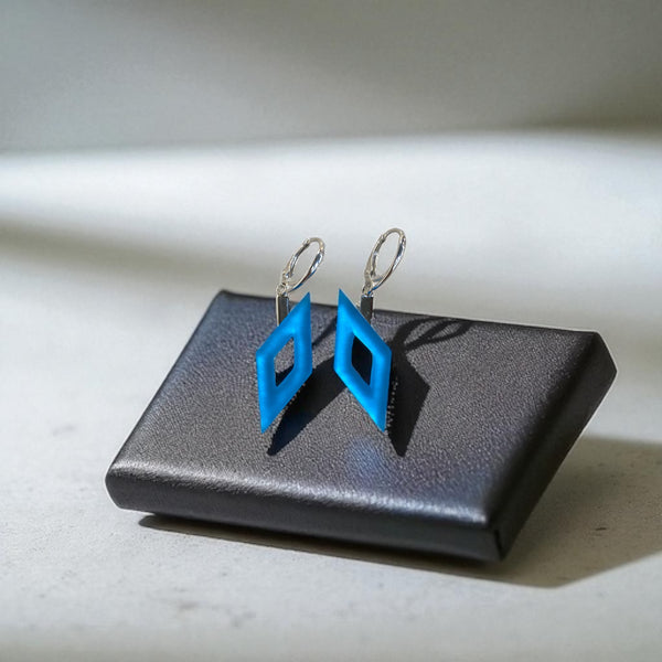 Medium Blue Rhombus Earrings