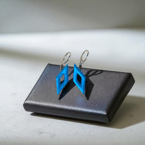 Medium Blue Rhombus Earrings