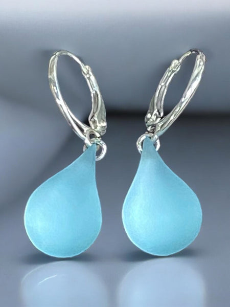 Blue Teardrop Glass Earrings