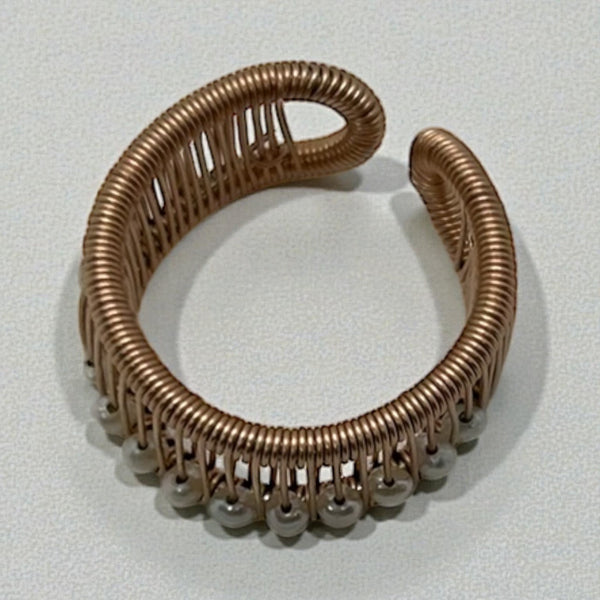 Rose Gold Ring with White Pearls