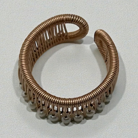 Rose Gold Ring with White Pearls