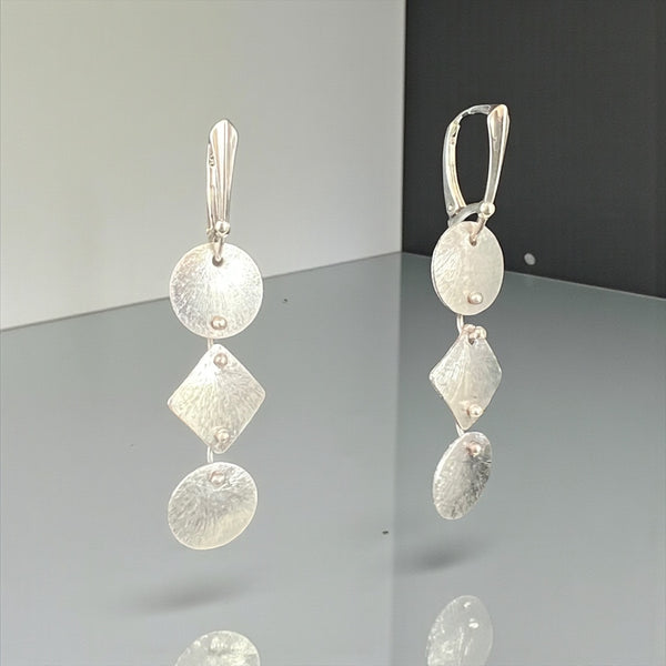 Triple Shape Satin Drop Earrings