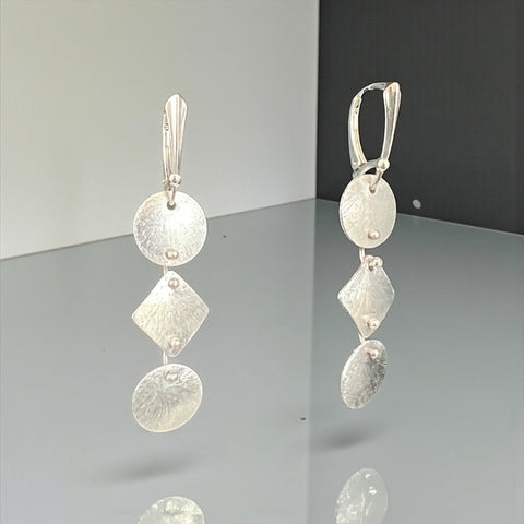 Triple Shape Satin Drop Earrings