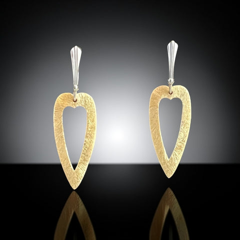 Gold Open Heart Earrings with Leverbacks