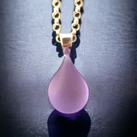 Purple Teardrop Glass Necklace