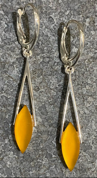 Diamond Orange Glass Earrings