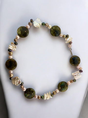 Labradorite and Fresh Water Pearl Necklace