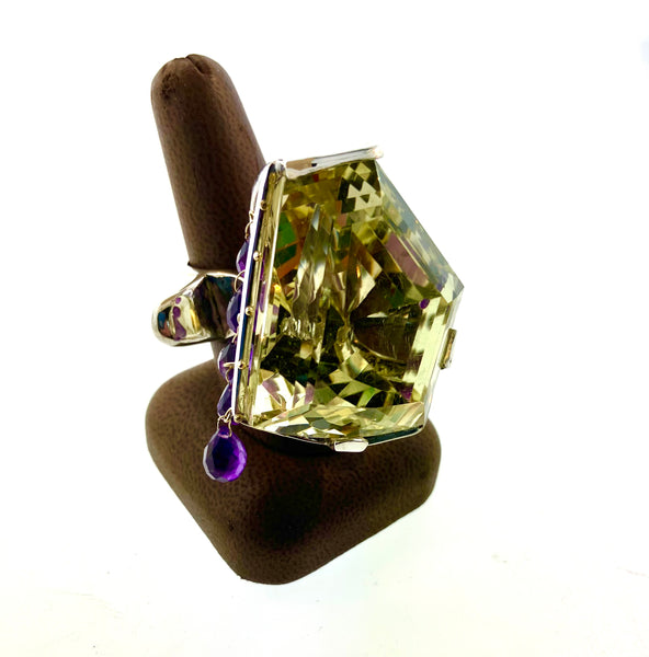 Citrine, Amethyst Sterling Silver Ring