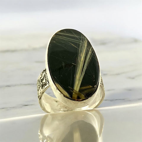 Rutilated Quartz Ring set in Sterling Silver