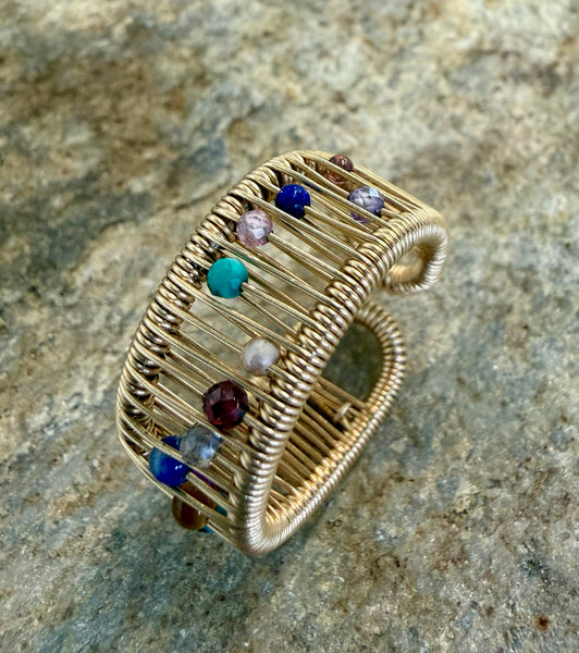 Sterling Silver Ring with Mixed Multi Color Stones