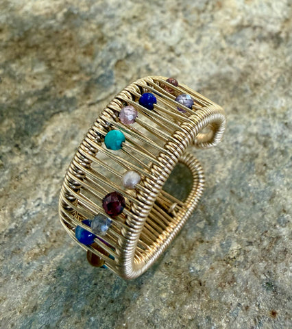 Sterling Silver Ring with Mixed Multi Color Stones