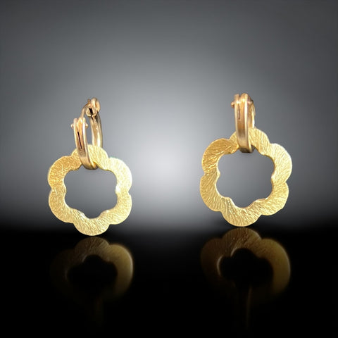 Gold Flower Hoop Earrings