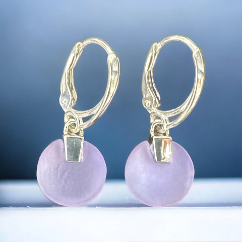 Purple  Button Glass Earrings