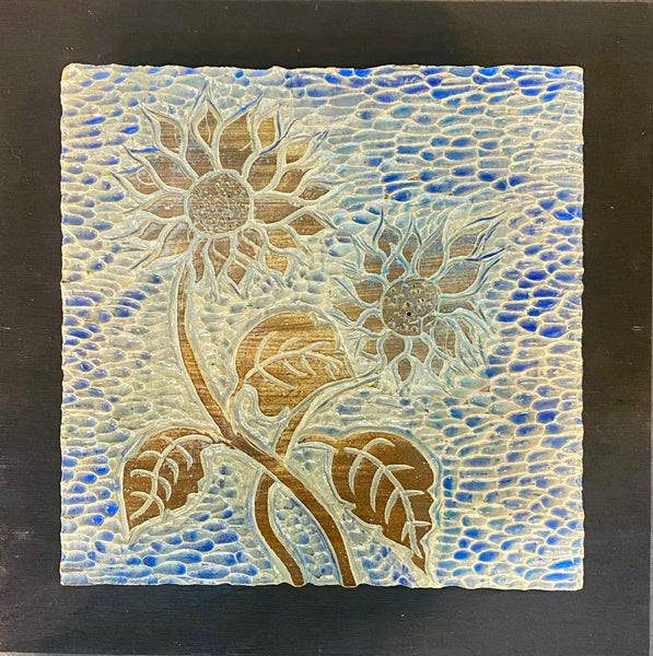 Blue Entwined Sunflowers