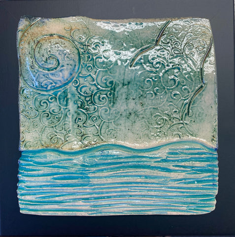 turquoise twist over water ceramic tile