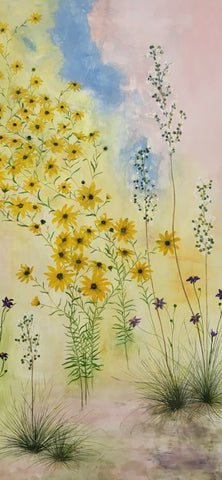 Narrowleaf sunflower wildflower watercolor painting by Jenny Bleackley
