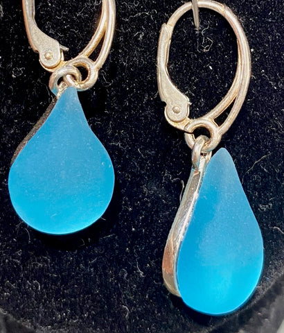 Blue Teardrop Glass Earrings