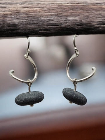 Simple Basalt Drop Earrings