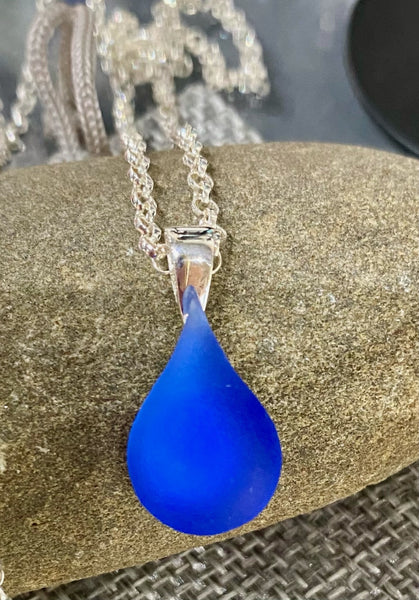 Cobalt Teardrop Glass Necklace