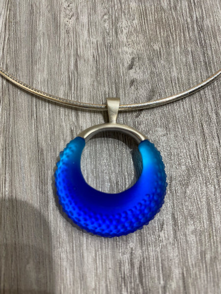 Cobalt/Medium Blue Jewel w/Omega Glass Necklace