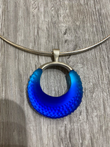Cobalt/Medium Blue Jewel w/Omega Glass Necklace