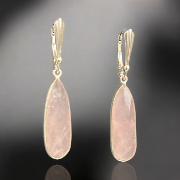 Rose Quartz and Sterling Silver Dangle Earrings