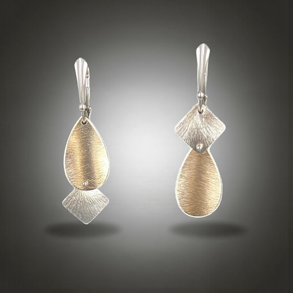 Organic Silver and Gold Leaf Dangle Earrings