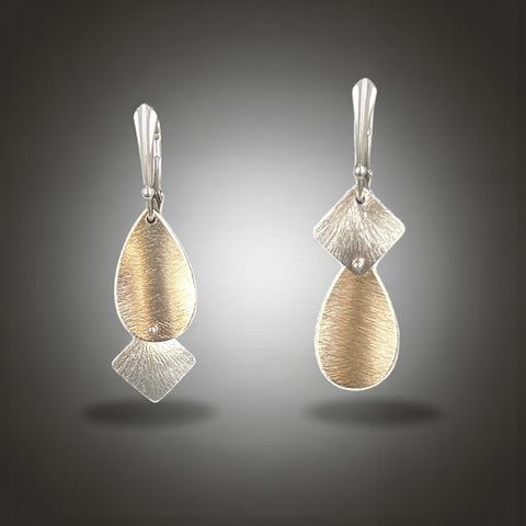 Organic Silver and Gold Leaf Dangle Earrings