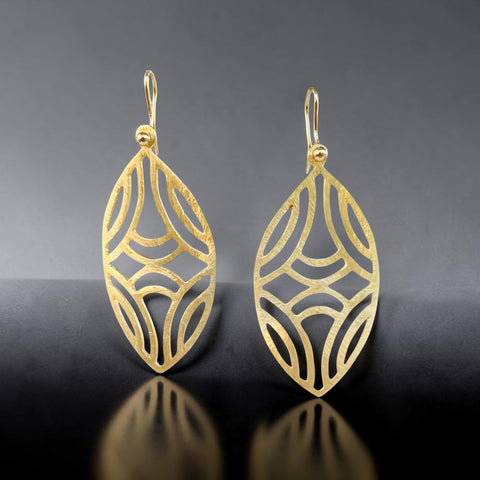 Golden Mosaic Leaf Earrings