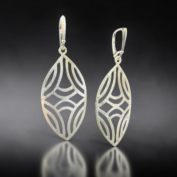 Silver Mosaic Leaf Earrings