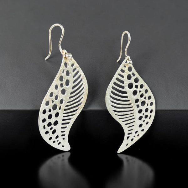 Silver Tidal Leaf Earrings