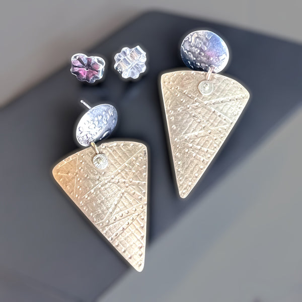 "Nu Gold" & Sterling Curvy Triangle Earrings