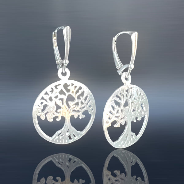 Tree of Life Silver Lever Back Earrings