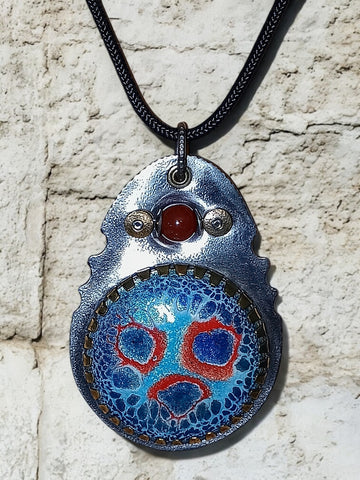 Enamel and Carnelian Bead Necklace