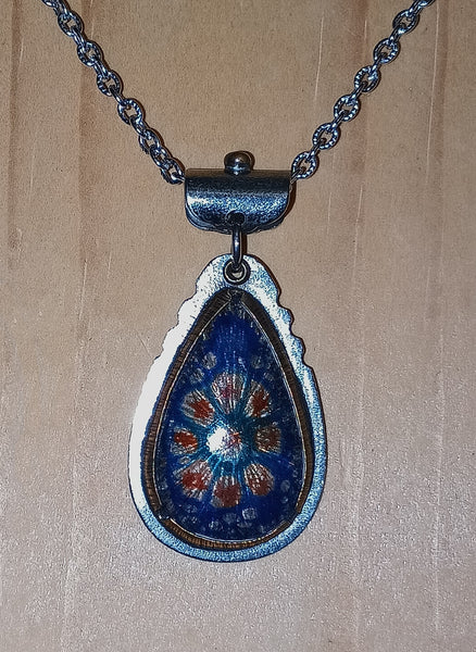 Enamel Blue, Red and Teal Necklace