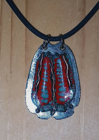 Enamel Blue, Red Foldformed Copper Necklace