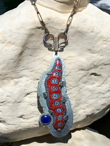 Enamel Aluminum and Stainless Steel Necklace