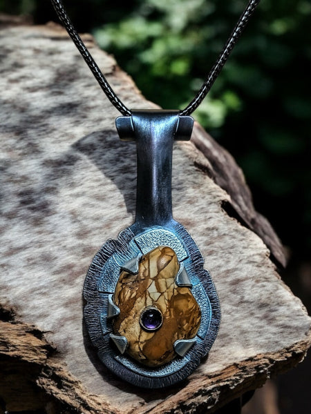 Picture Jasper and Rose Cut Amethyst Necklace