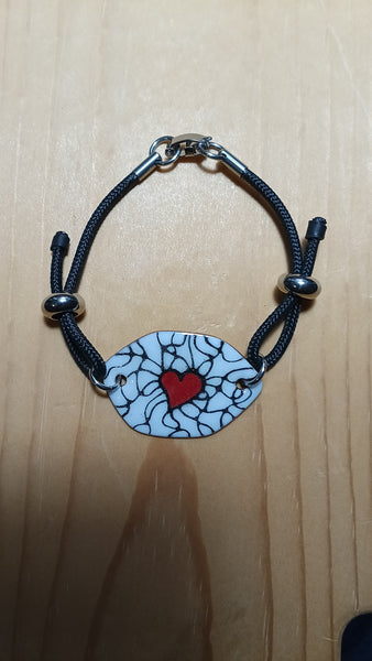 Hand Drawn Heart Enamel Bracelets