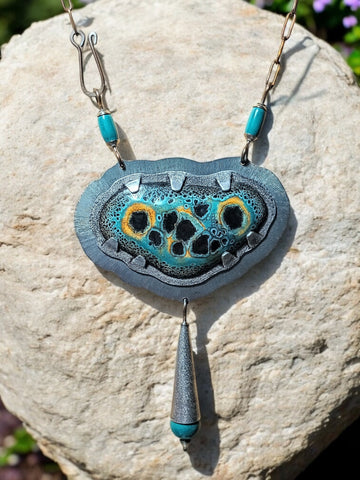 Enamel, Titanium and Stainless Steel Necklace