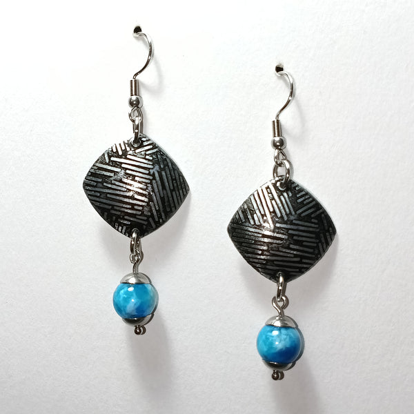 Aircraft Aluminum Earrings with beads and resin stones