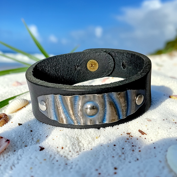 Leather and Titanium Cuff Bracelet