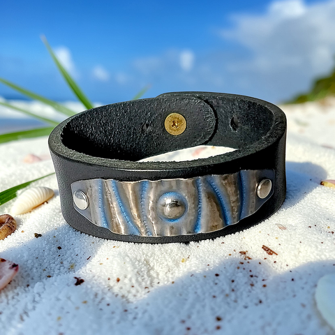 Leather and Titanium Cuff Bracelet