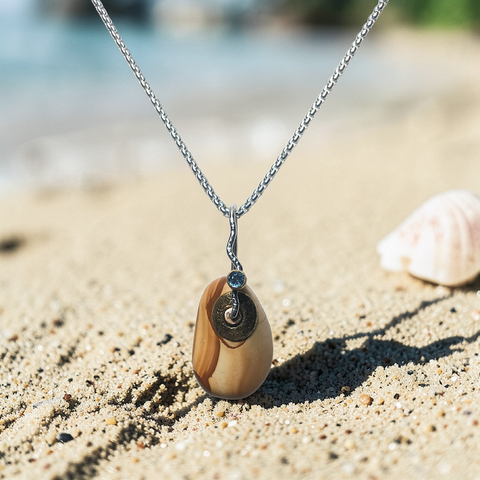 Picture Jasper and Blue Cubic Zirconia Necklace