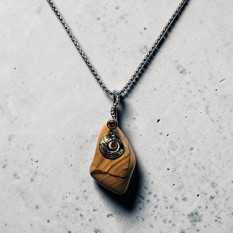 Picture Jasper and Red Cubic Zirconia Necklace