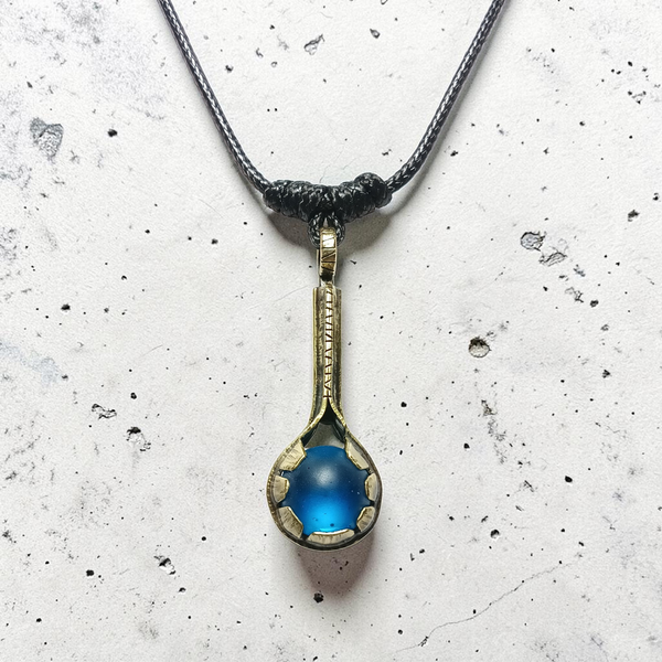 Bronze and Blue Marble Pendant