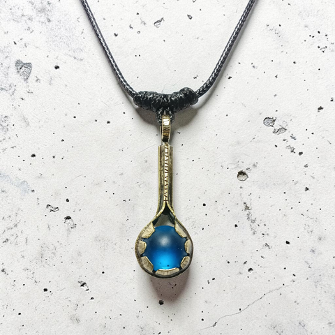 Bronze and Blue Marble Pendant