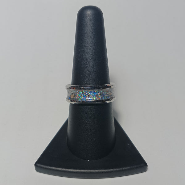 Stainless Steel and Ice Resin Ring Size 11