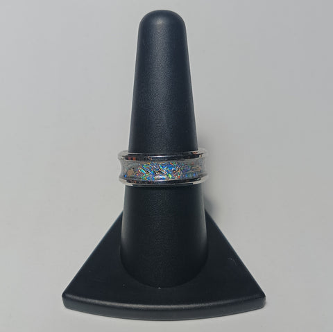 Stainless Steel and Ice Resin Ring Size 11
