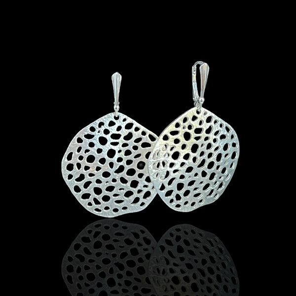 Openwork Circle Design Statement Earrings (Silver)